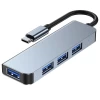 USB-хаб Tech-Protect V1 4-in-1 Grey USB-C - 4xUSB-A Grey (9589046919367)