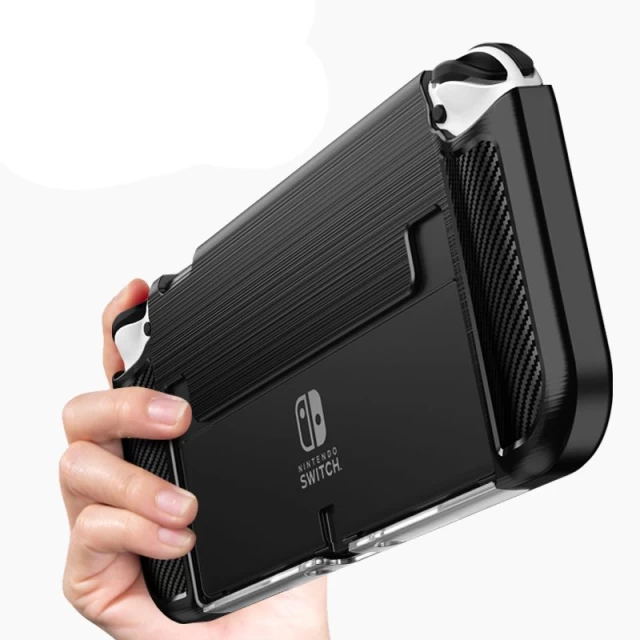 Чехол Tech-Protect TpuCarbon для Nintendo Switch Oled Black (9589046921322)