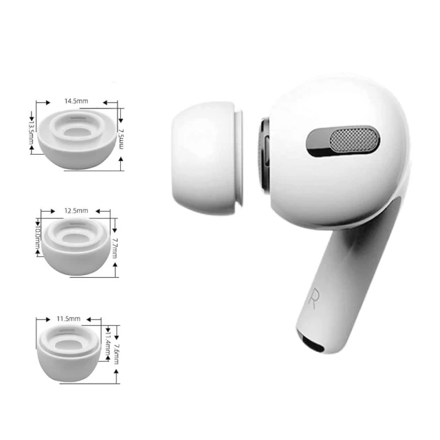 Силіконові накладки Tech-Protect для AirPods Pro 1 | 2 White (3 Pack) (9589046924415)