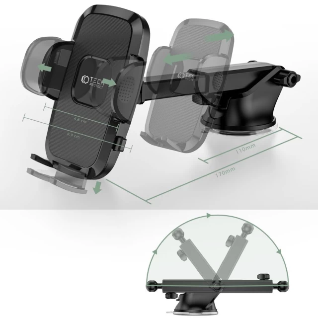 Автотримач Tech-Protect V3 Universal Windshield Dashboard Car Mount Black (9589046926778)