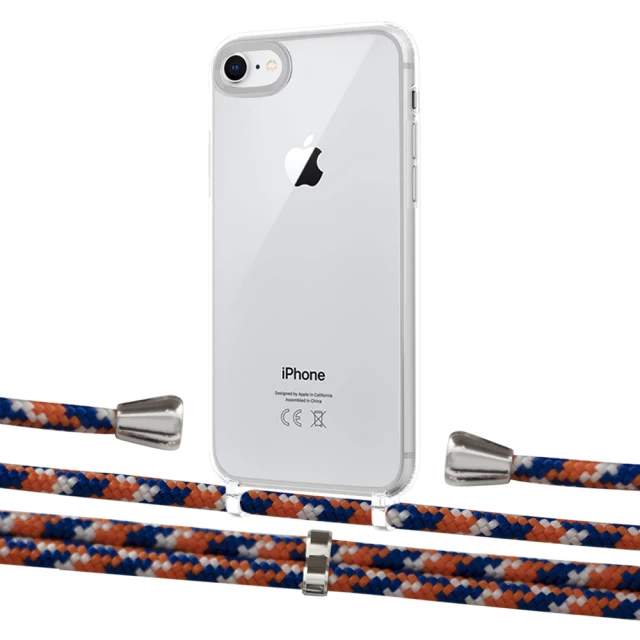 Чохол Upex Crossbody Protection Case для iPhone SE 2020 | 8 | 7 Crystal with Aide Orange Azure and Casquette Silver (UP101025)