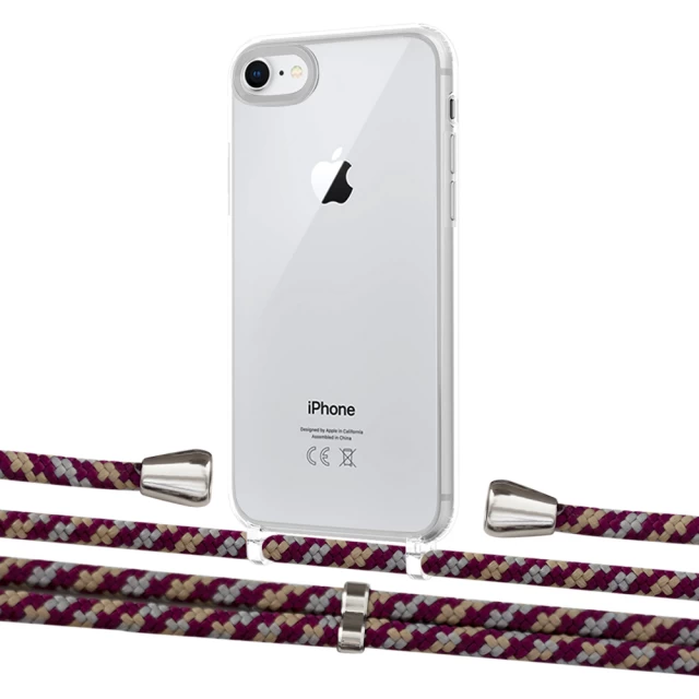 Чехол Upex Crossbody Protection Case для iPhone SE 2020 | 8 | 7 Crystal with Aide Burgundy Camouflage and Casquette Silver (UP101026)