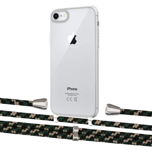 Чехол Upex Crossbody Protection Case для iPhone SE 2020 | 8 | 7 Crystal with Aide Juniper Camouflage and Casquette Silver (UP101027)