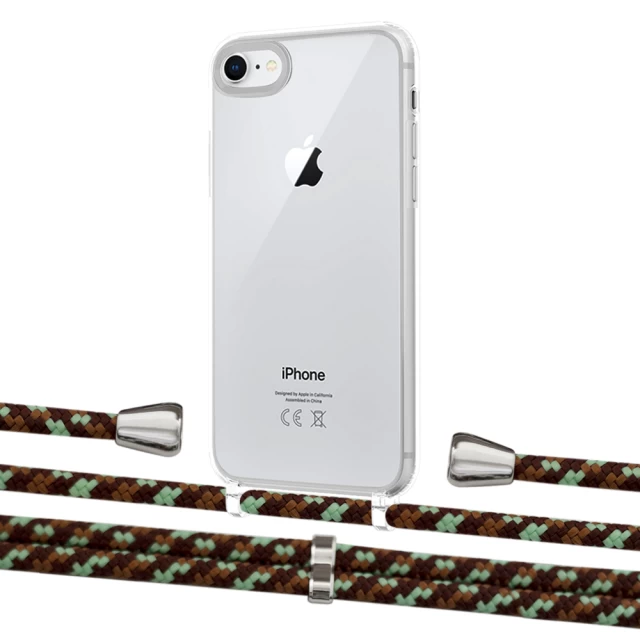 Чехол Upex Crossbody Protection Case для iPhone SE 2020 | 8 | 7 Crystal with Aide Cinnamon Camouflage and Casquette Silver (UP101028)