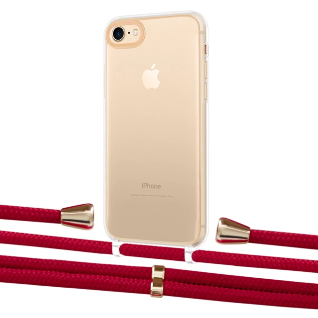 Чохол Upex Crossbody Protection Case для iPhone SE 2020 | 8 | 7 Crystal with Aide Red and Casquette Gold (UP101037)