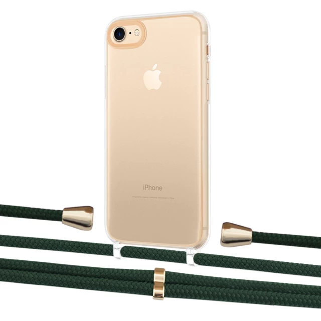 Чехол Upex Crossbody Protection Case для iPhone SE 2020 | 8 | 7 Crystal with Aide Cyprus Green and Casquette Gold (UP101044)