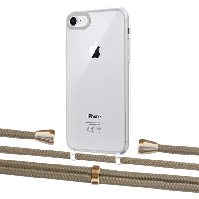 Чехол Upex Crossbody Protection Case для iPhone SE 2020 | 8 | 7 Crystal with Aide Champagne and Casquette Gold (UP101049)