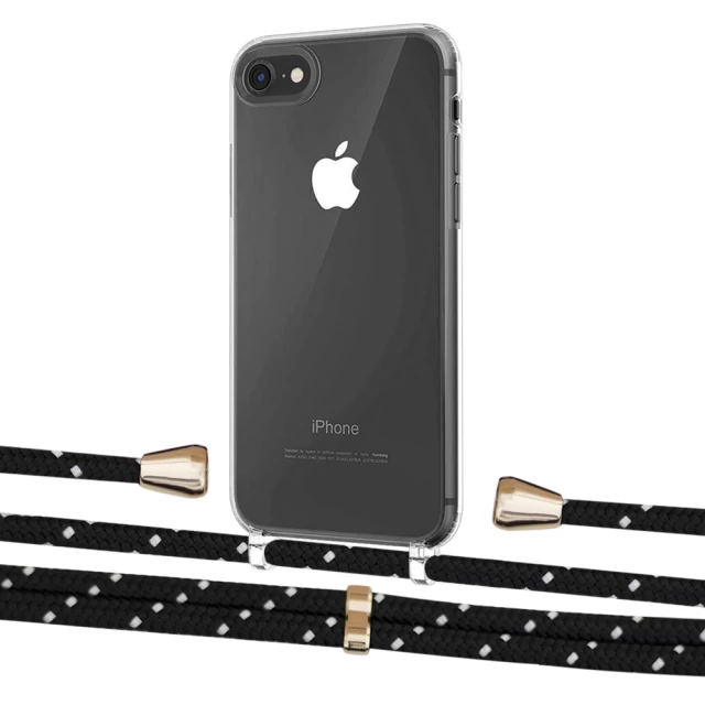 Чохол Upex Crossbody Protection Case для iPhone SE 2020 | 8 | 7 Crystal with Aide Black Dots and Casquette Gold (UP101055)