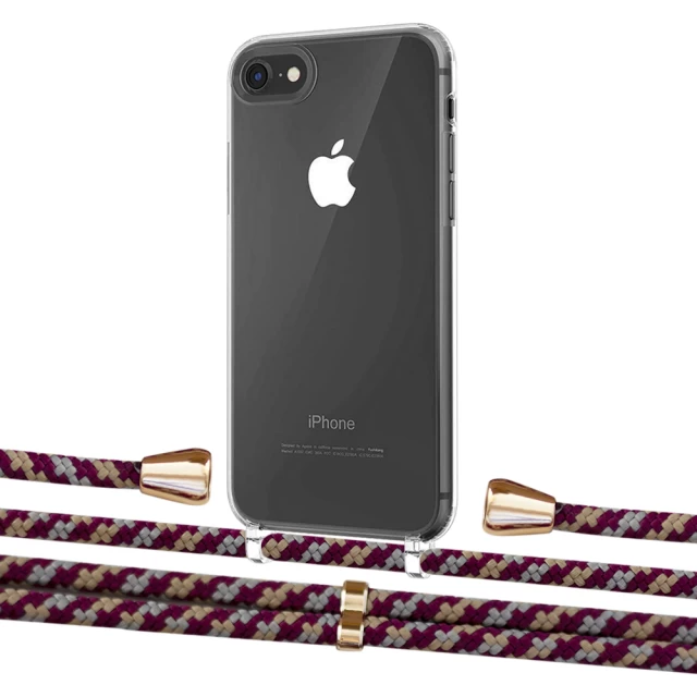 Чохол Upex Crossbody Protection Case для iPhone SE 2020 | 8 | 7 Crystal with Aide Burgundy Camouflage and Casquette Gold (UP101061)