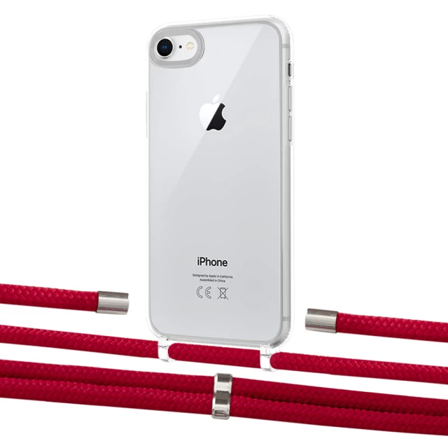 Чохол Upex Crossbody Protection Case для iPhone SE 2020 | 8 | 7 Crystal with Aide Red and Cap Silver (UP101072)