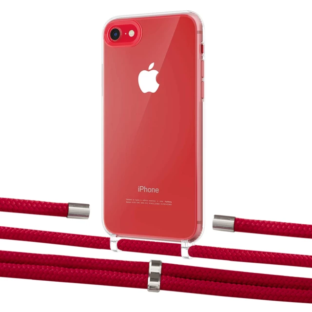Чехол Upex Crossbody Protection Case для iPhone SE 2020 | 8 | 7 Crystal with Aide Red and Cap Silver (UP101072)