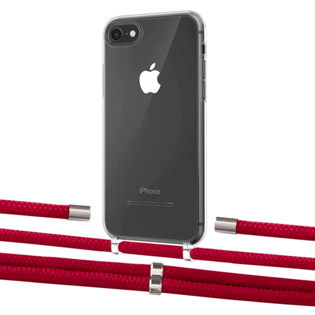 Чохол Upex Crossbody Protection Case для iPhone SE 2020 | 8 | 7 Crystal with Aide Red and Cap Silver (UP101072)