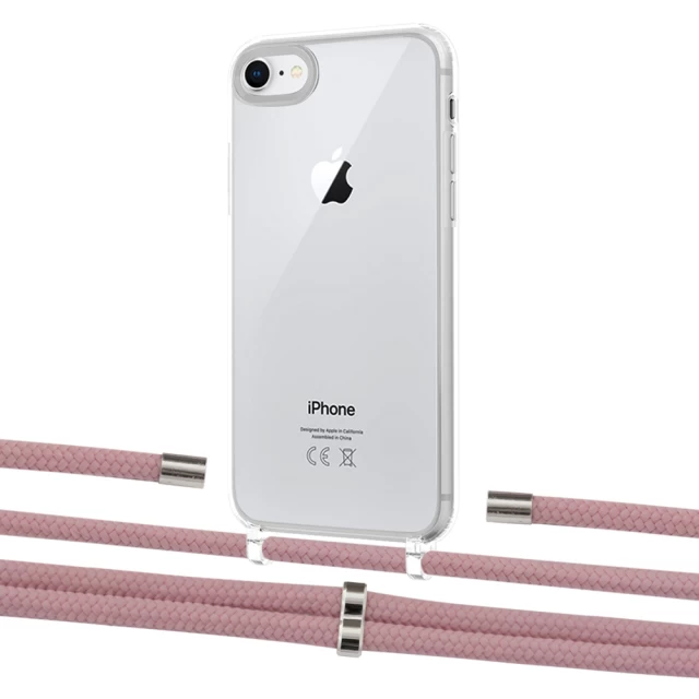 Чохол Upex Crossbody Protection Case для iPhone SE 2020 | 8 | 7 Crystal with Aide Carnation and Cap Silver (UP101081)