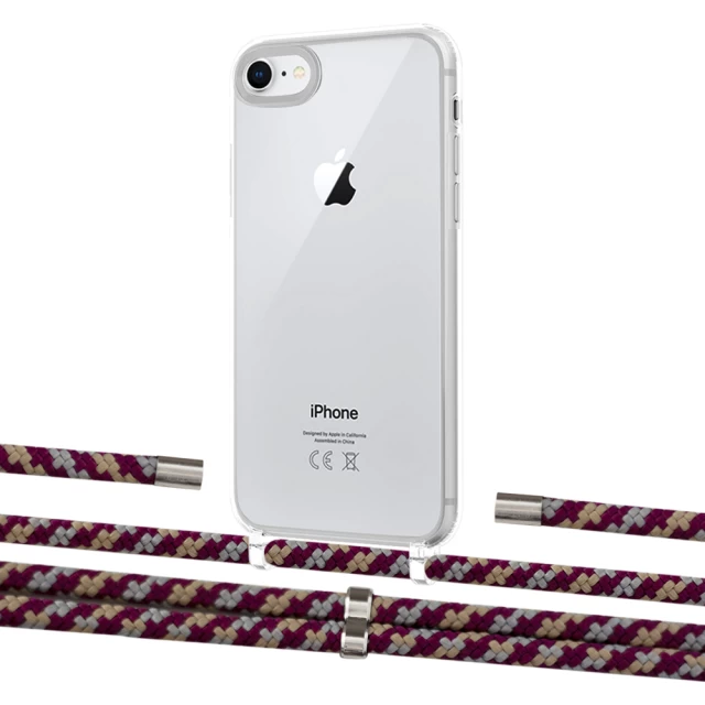 Чехол Upex Crossbody Protection Case для iPhone SE 2020 | 8 | 7 Crystal with Aide Burgundy Camouflage and Cap Silver (UP101096)