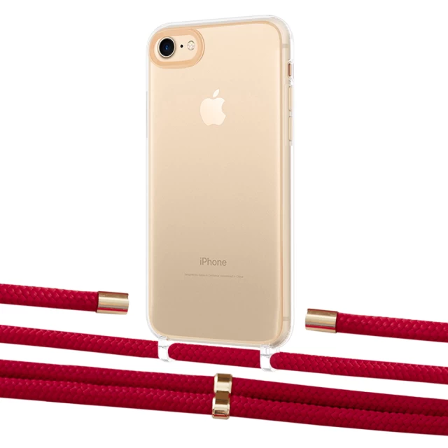 Чехол Upex Crossbody Protection Case для iPhone SE 2020 | 8 | 7 Crystal with Aide Red and Cap Gold (UP101107)