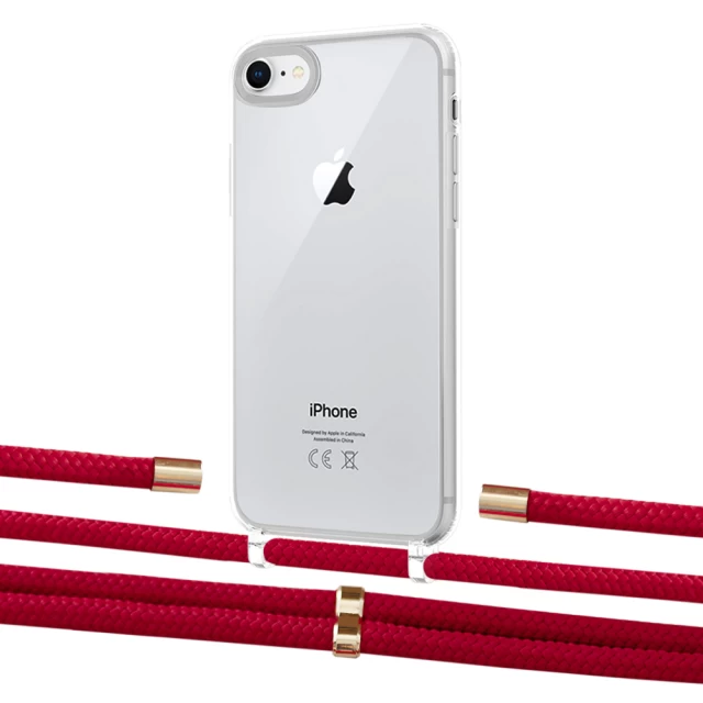 Чохол Upex Crossbody Protection Case для iPhone SE 2020 | 8 | 7 Crystal with Aide Red and Cap Gold (UP101107)