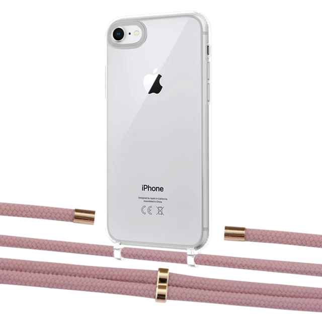 Чохол Upex Crossbody Protection Case для iPhone SE 2020 | 8 | 7 Crystal with Aide Carnation and Cap Gold (UP101116)