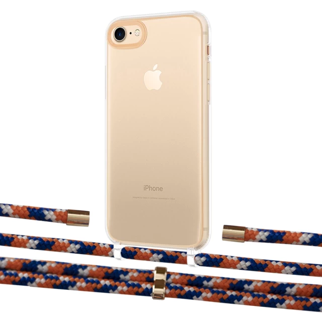 Чехол Upex Crossbody Protection Case для iPhone SE 2020 | 8 | 7 Crystal with Aide Orange Azure and Cap Gold (UP101130)