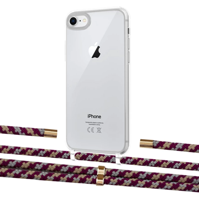 Чохол Upex Crossbody Protection Case для iPhone SE 2020 | 8 | 7 Crystal with Aide Burgundy Camouflage and Cap Gold (UP101131)