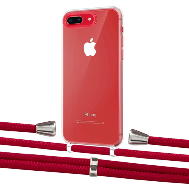 Чехол Upex Crossbody Protection Case для iPhone 8 Plus | 7 Plus Crystal with Aide Red and Casquette Silver (UP101282)