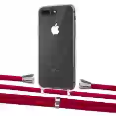 Чехол Upex Crossbody Protection Case для iPhone 8 Plus | 7 Plus Crystal with Aide Red and Casquette Silver (UP101282)
