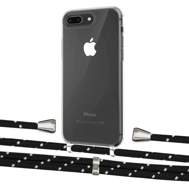 Чохол Upex Crossbody Protection Case для iPhone 8 Plus | 7 Plus Crystal with Aide Black Dots and Casquette Silver (UP101300)