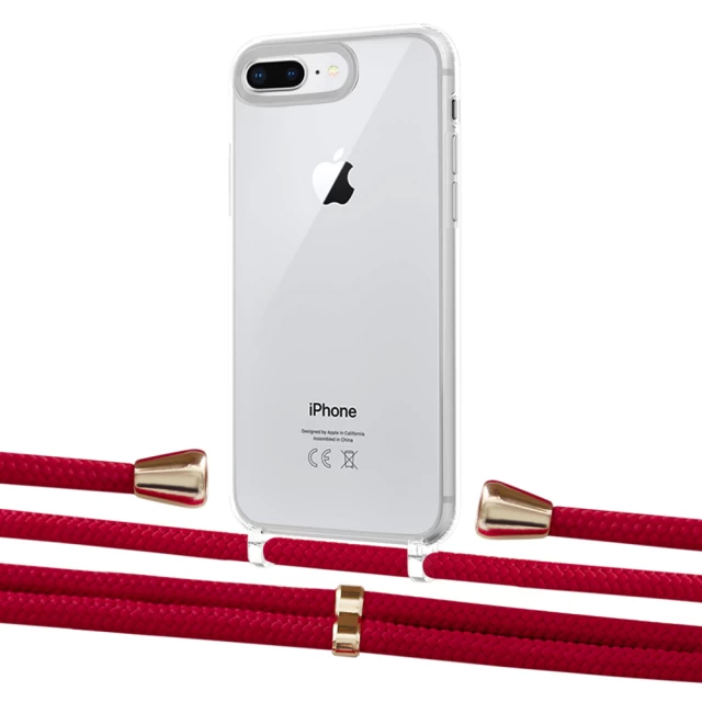 Чехол Upex Crossbody Protection Case для iPhone 8 Plus | 7 Plus Crystal with Aide Red and Casquette Gold (UP101317)