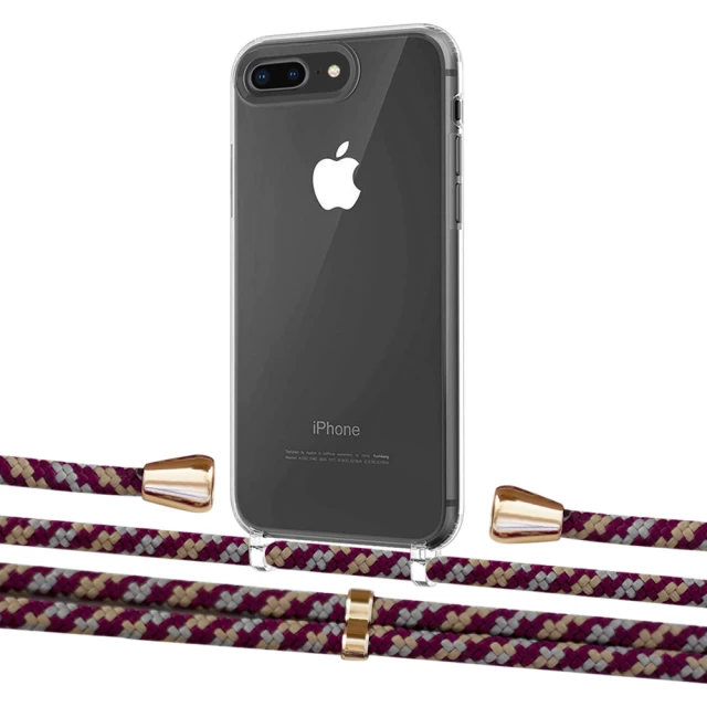 Чохол Upex Crossbody Protection Case для iPhone 8 Plus | 7 Plus Crystal with Aide Burgundy Camouflage and Casquette Gold (UP101341)