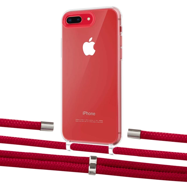 Чехол Upex Crossbody Protection Case для iPhone 8 Plus | 7 Plus Crystal with Aide Red and Cap Silver (UP101352)