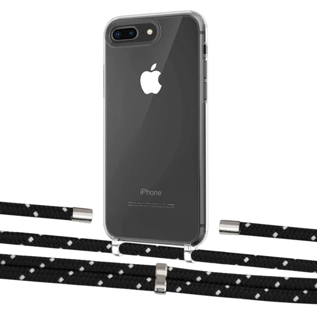 Чехол Upex Crossbody Protection Case для iPhone 8 Plus | 7 Plus Crystal with Aide Black Dots and Cap Silver (UP101370)