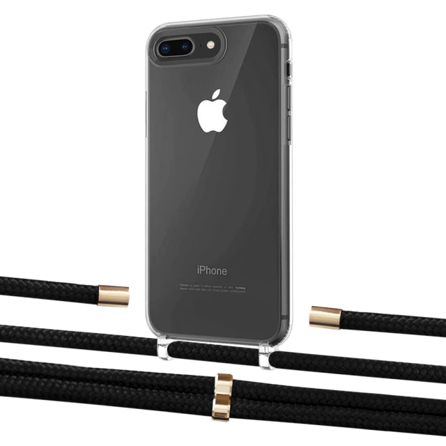 Чехол Upex Crossbody Protection Case для iPhone 8 Plus | 7 Plus Crystal with Aide Black and Cap Gold (UP101386)