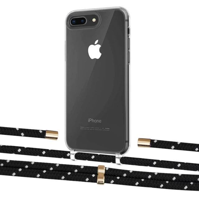 Чехол Upex Crossbody Protection Case для iPhone 8 Plus | 7 Plus Crystal with Aide Black Dots and Cap Gold (UP101405)
