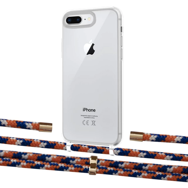 Чохол Upex Crossbody Protection Case для iPhone 8 Plus | 7 Plus Crystal with Aide Orange Azure and Cap Gold (UP101410)