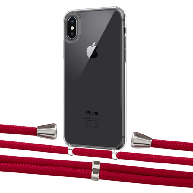 Чехол Upex Crossbody Protection Case для iPhone XS | X Crystal with Aide Red and Casquette Silver (UP101562)