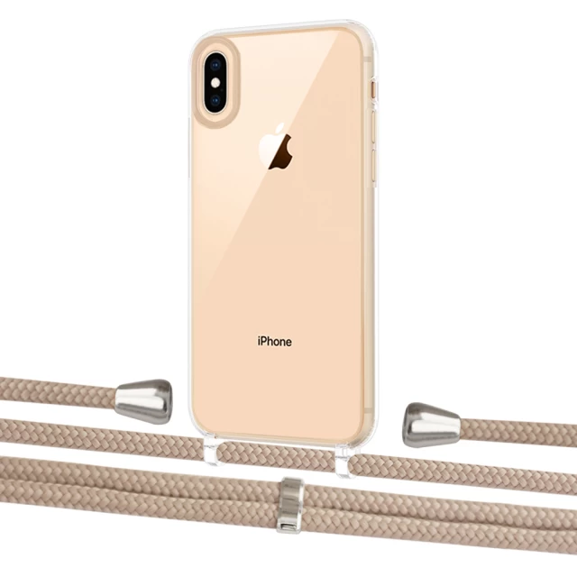 Чехол Upex Crossbody Protection Case для iPhone XS | X Crystal with Aide Peony Pink and Casquette Silver (UP101576)