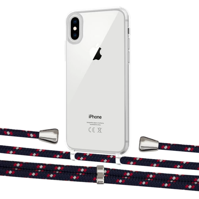 Чохол Upex Crossbody Protection Case для iPhone XS | X Crystal with Aide Blue Marine and Casquette Silver (UP101582)
