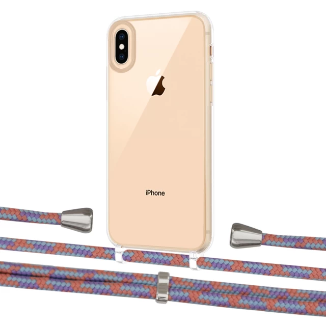 Чехол Upex Crossbody Protection Case для iPhone XS Max Crystal with Aide Blue Sunset and Casquette Silver (UP102144)