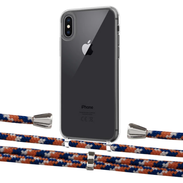 Чохол Upex Crossbody Protection Case для iPhone XS | X Crystal with Aide Orange Azure and Casquette Silver (UP101585)