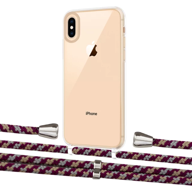 Чохол Upex Crossbody Protection Case для iPhone XS | X Crystal with Aide Burgundy Camouflage and Casquette Silver (UP101586)