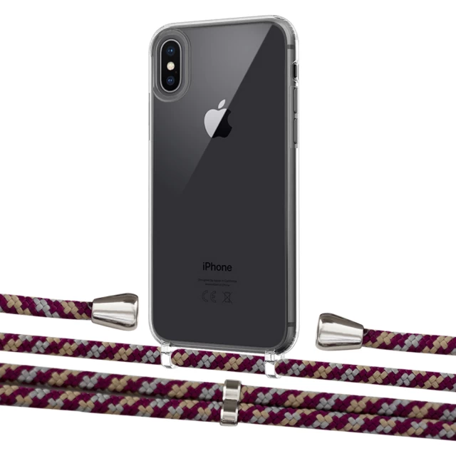 Чохол Upex Crossbody Protection Case для iPhone XS Max Crystal with Aide Burgundy Camouflage and Casquette Silver (UP102146)