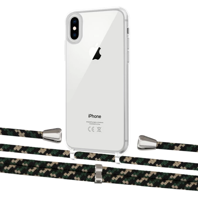 Чохол Upex Crossbody Protection Case для iPhone XS Max Crystal with Aide Juniper Camouflage and Casquette Silver (UP102147)