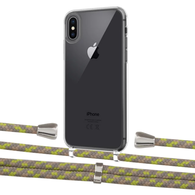 Чехол Upex Crossbody Protection Case для iPhone XS Max Crystal with Aide Lime Camouflage and Casquette Silver (UP102150)