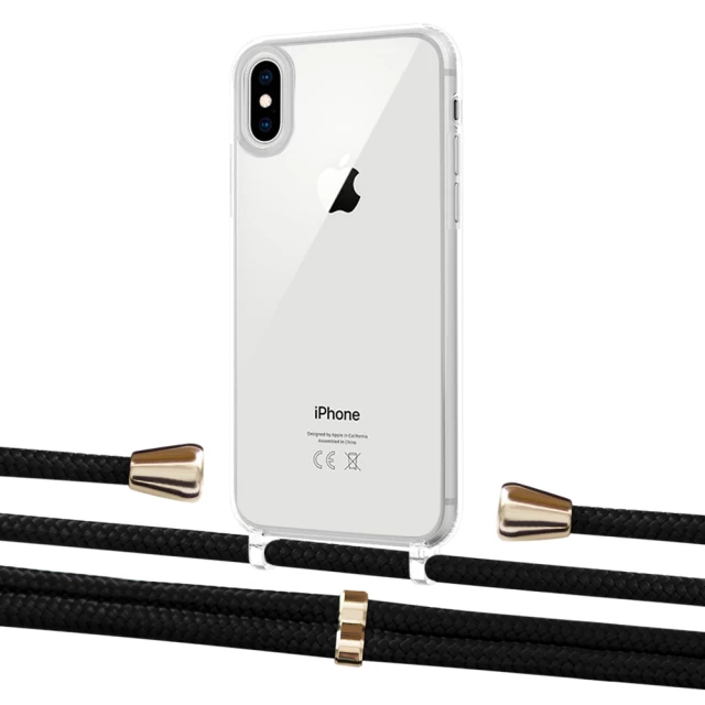 Чохол Upex Crossbody Protection Case для iPhone XS Max Crystal with Aide Black and Casquette Gold (UP102156)