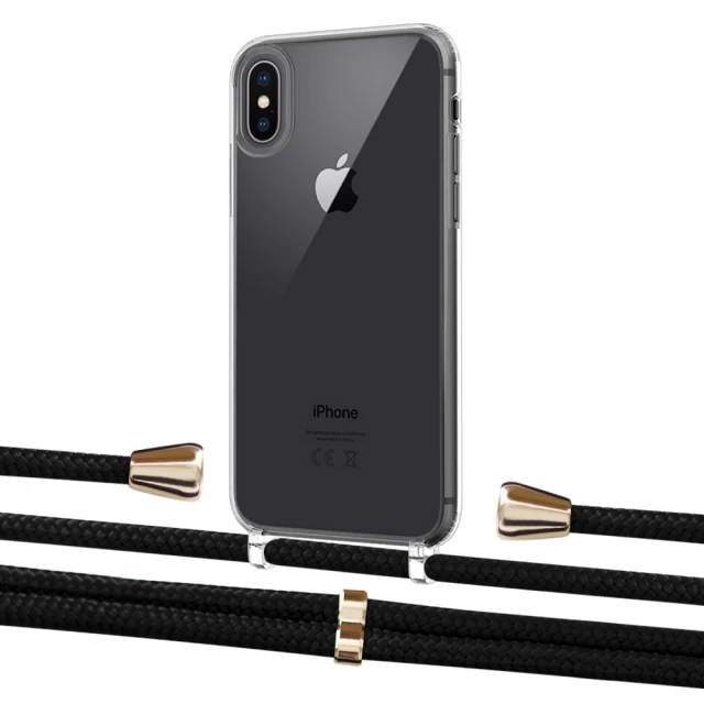Чохол Upex Crossbody Protection Case для iPhone XS | X Crystal with Aide Black and Casquette Gold (UP101596)