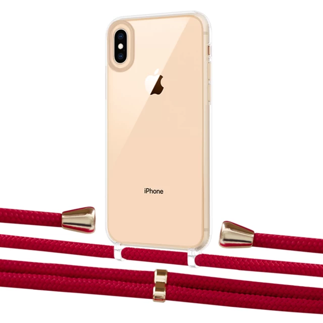 Чехол Upex Crossbody Protection Case для iPhone XS | X Crystal with Aide Red and Casquette Gold (UP101597)