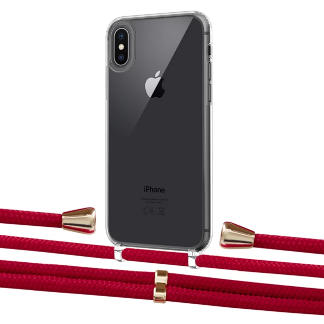 Чехол Upex Crossbody Protection Case для iPhone XS Max Crystal with Aide Red and Casquette Gold (UP102157)