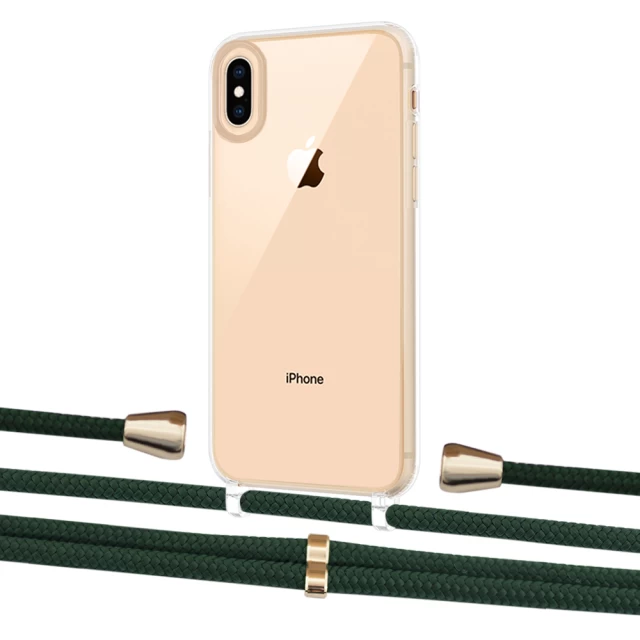 Чехол Upex Crossbody Protection Case для iPhone XS | X Crystal with Aide Cyprus Green and Casquette Gold (UP101604)