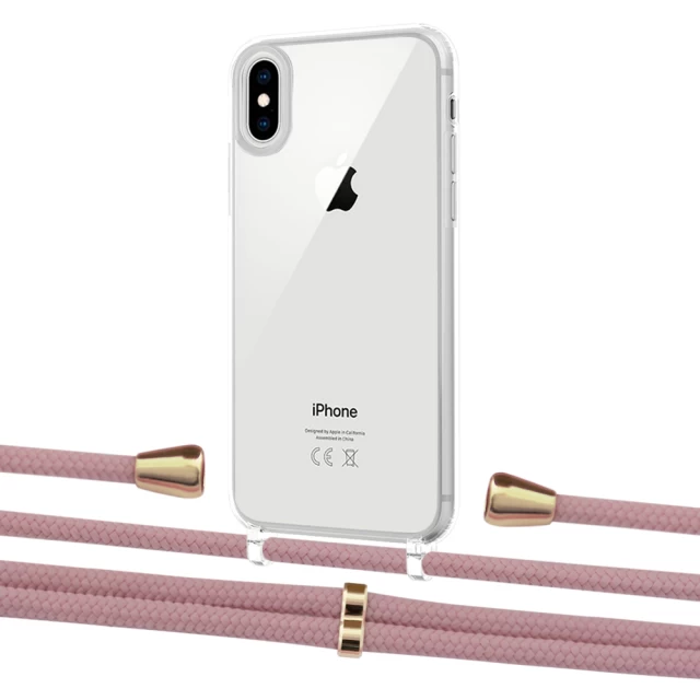 Чехол Upex Crossbody Protection Case для iPhone XS Max Crystal with Aide Carnation and Casquette Gold (UP102166)