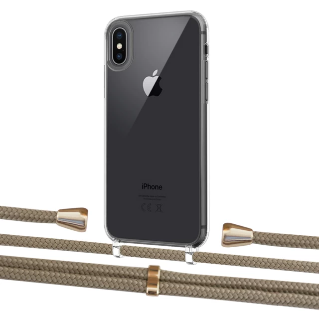 Чохол Upex Crossbody Protection Case для iPhone XS | X Crystal with Aide Champagne and Casquette Gold (UP101609)