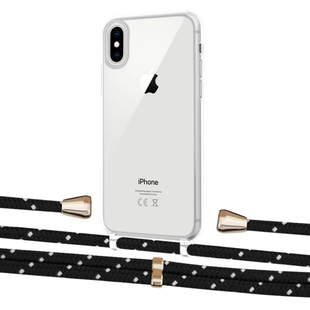 Чехол Upex Crossbody Protection Case для iPhone XS | X Crystal with Aide Black Dots and Casquette Gold (UP101615)